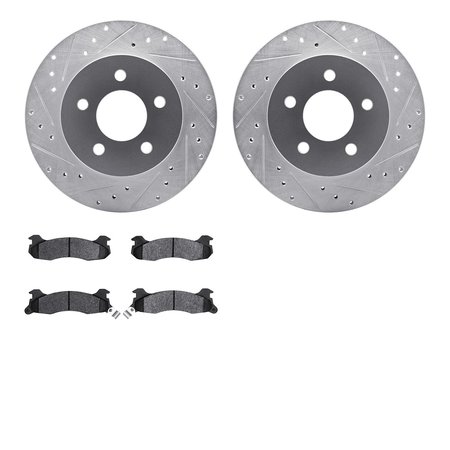 DYNAMIC FRICTION CO 7502-55078, Rotors-Drilled and Slotted-Silver with 5000 Advanced Brake Pads, Zinc Coated 7502-55078